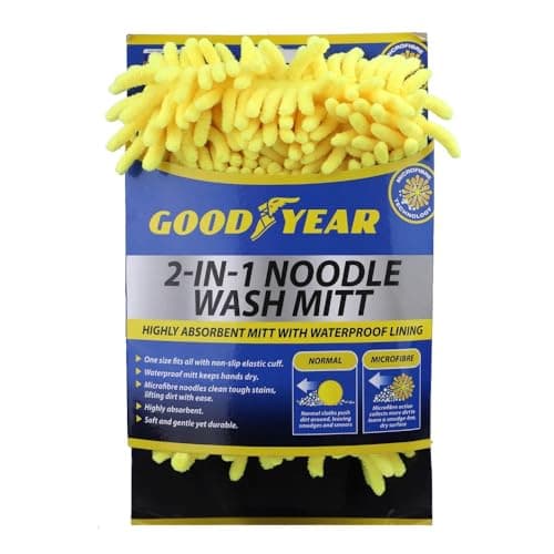 Image of Goodyear 2 In 1 Noodle Wash Mitt Extra Long Handle With Pivoting Head For Easy Reach All Around Your Windscreen | Microfiber Pad For Ultimate Cleaning | Excellent For Quick Defogging And Cleaning