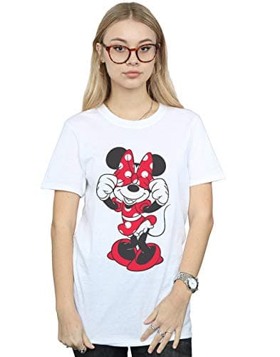 Image of Disney Women's Minnie Mouse Bow Eyes Boyfriend Fit T-Shirt White XXXX-Large
