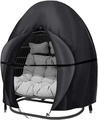 Image of widesmile Double Egg Chair Cover 420D Oxford Fabric Outdoor Hanging Double Egg Chair Covers Waterproof Anti-dust Garden Wicker Cocoon Swing Chair Cover With Zipper and Drawstring 230 X 200cm