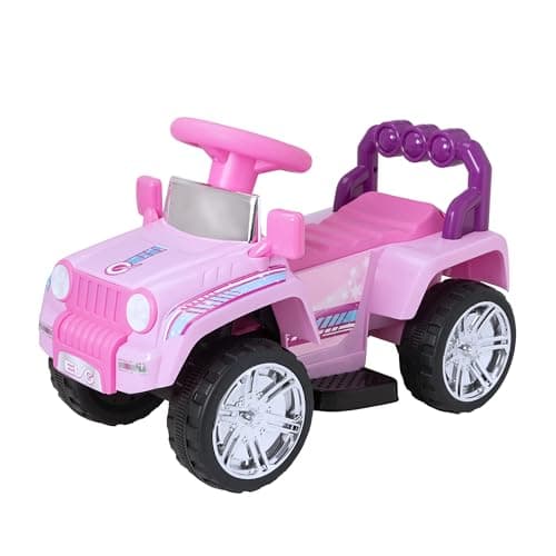 Image of EVO Electric Ride On 4x4 Car | 6V Battery Powered Motorised Kids Ride-On Truck With Pedal Driven Car Forward & Reverse Function | Ride-On Toy Vehicle | Ages 2+ (Pink)