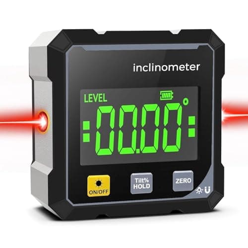 Image of Digital Angle Finder with Laser, 4-Side Magnetic Digital Laser Level, IP54 Waterproof Inclinometer Level, Waterproof Inclinometer with LCD Display,USB Charging, Woodworking Measuring Tool
