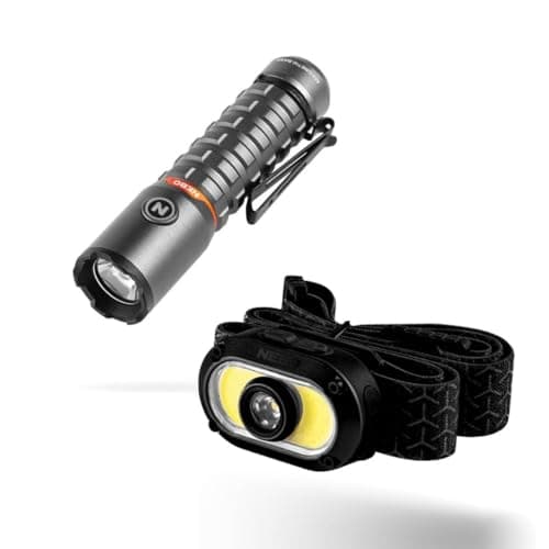 Image of NEBO Rechargeable Lighting Bundle – Torchy 2K 2000‑Lumen Pocket Torch + Mycro 500+ 500‑Lumen Headlamp, USB‑C/USB Rechargeable, Compact & Hands‑Free Work and Outdoor Light Set