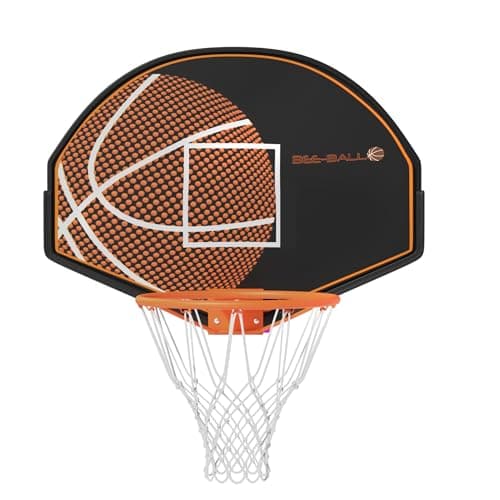 Image of Bee-Ball Wall-Mounted Basketball Hoop - 44" Adjustable-Height Playset for Indoor and Outdoor Play - Shatter-Proof Backboard for Kids & Adults
