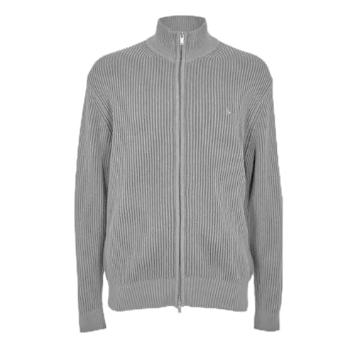 Image of Jack Wills Mens Rib Zip Funnel Cardigan Sweater Grey Marl L