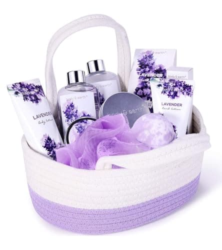 Image of BODY & EARTH Spa Gift Sets for Women, 11 Pcs Lavender Bath Set with Shower Gel, Bubble Bath, Body Lotion, Birthday Gifts for Women, Pamper Gifts for Her, Valentine's Mothers Day Christmas Gifts