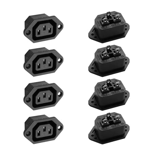 Image of PNGKNYOCN C13 Panel Mount Power Adapter,AC 250V 10A IEC 320 C13 Power Connector Socket with Mounting Holes(8 Pack)