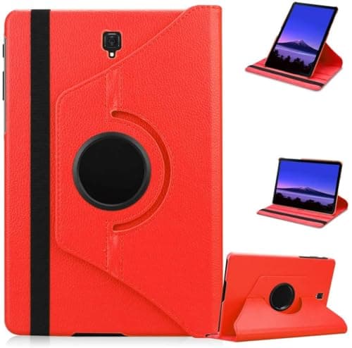 Image of World biz Case for Samsung Galaxy Tab S4 10.5 inch 2018 (SM-T830 T835), 360 Degree Rotation Protective Stand Leather Folio Cover, Auto Wake/Sleep, Rotating Case for Tab T830/T835 (Red)