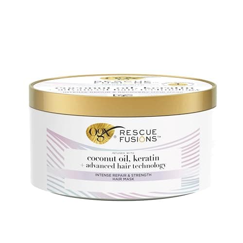 Image of OGX Rescue Fusions Intense Repair & Strength Hair Mask, Infused with Coconut Oil, Keratin and Advanced Hair Technology, Clinically Proven to Visibly Repair Hair in One Use, 285ml
