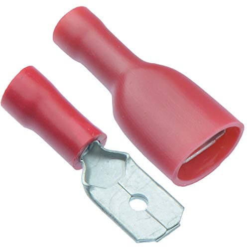 Image of 50 x PAIRS Red 6.3mm Male + Female Fully Insulated Crimp Spade Connector 16-22 AWG Wire Cable Electrical