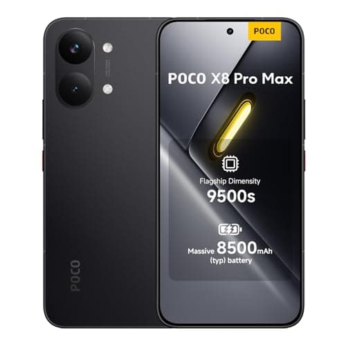 Image of POCO X8 Pro Max, Smartphone 12+512 GB, Flagship Dimensity 9500s, 8500mAh (typ) battery, ultra-bright AMOLED display, 50MP Light Fusion 600 with OIS, Black, 1 year extra warranty, Charger Not Included