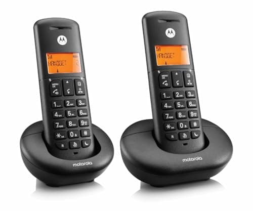 Image of Motorola E202 Cordless Landline House Phone, Home Phone, Nuisance Call Blocking, Do Not Disturb Button, Amber Backlit Display, Twin Handset Pack