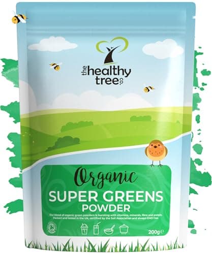 Image of Organic Green Powder Superfood Blend 200g, with Chlorella, Spirulina, Wheatgrass and Barley Grass - High in Fibre, Vitamin B12 and Iron by TheHealthyTree Company
