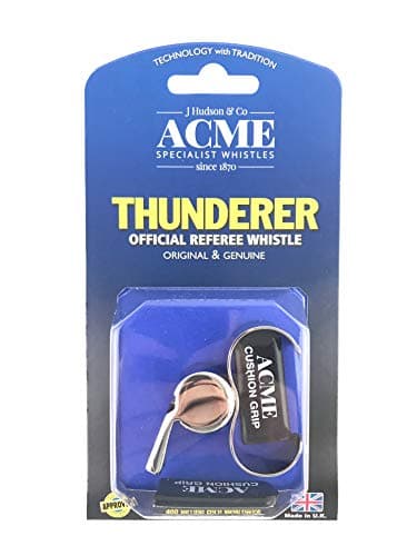Image of ACME Thunderer Nickel Plated Whistle, 5.0 inches, B Flat, Modern, Finger Grip, Waterproof Speed Pea