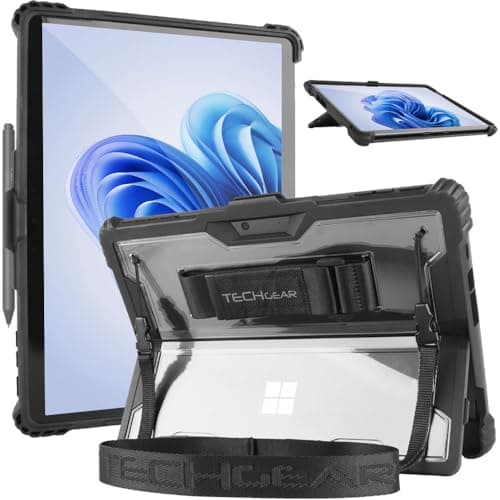 Image of TECHGEAR DuraTUFF Case for Microsoft Surface Pro 11 / Pro 9 [Signature Keyboard Compatible] Tough Rugged HEAVY DUTY Armour Shockproof Case with Hand & Shoulder Strap, Stand Cover & Pen Holder