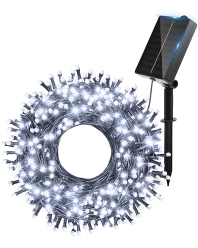 Image of Ollny Solar Lights Outdoor Garden 20m 200 LEDs Fairy Light, Waterproof Cool White String with 8 Modes Large Capacity, Outside Decorative Lighting for Tree Fence Gazebo Patio Camping Decorations