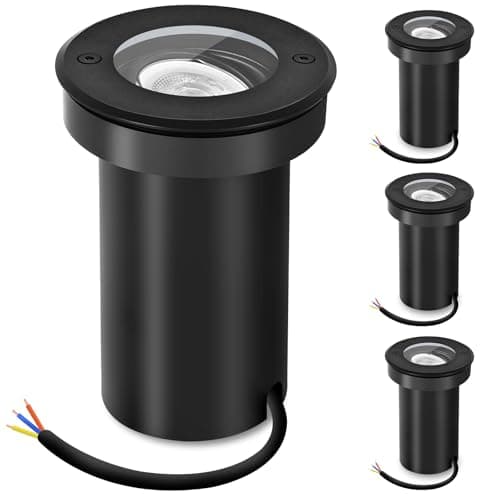 Image of YindaLux Outdoor Recessed Adjustable LED Spotlight for GU10 230V, IP67 Waterproof Outdoor Floor Lights, Round Ground Lamp for Lawn, Yard, Black (without bulb)