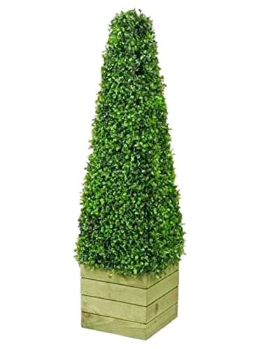 Image of SASONS® 3Ft Pyramid Cone Tree, Quality Boxwood Planter Topiary Tree, Evergreen Artificial Plants/Trees Ideal for Indoor/Outdoor Decoration [1x3ft Pyramid Tree]