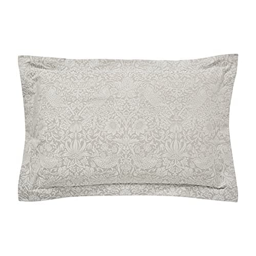 Image of Morris & Co Pure Strawberry Thief Standard Pillow CASE, Cotton, Pebble, Single