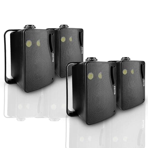 Image of Herdio 3.5 Inch Passive Outdoor Speakers Wired Waterproof Wall Mount Speakers with 400W Superior Sound, All-Weather Durability, for Home Patio Garden Marine Boat Garage Indoor,4-Pack Balck