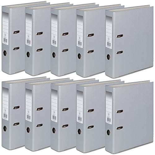 Image of OFFICE CENTRE 10 x Grey A4 75mm Strong Premium Business Lever Arch Files Folders Metal Binder Bar Ring Document