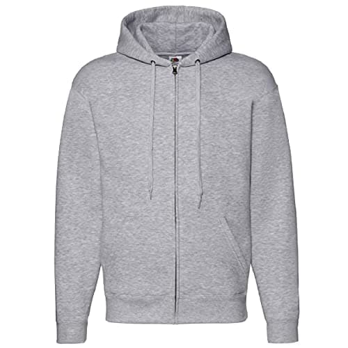 Image of Fruit of the Loom Mens Zip Through Hooded Sweatshirt/Hoodie (L) (Heather Grey)