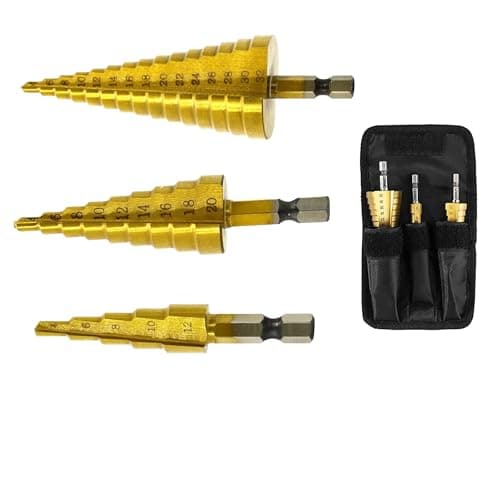 Image of 3PCS HSS Step Bits, High Speed Steel Step Drill Bits Set - (4-12mm, 4-20mm and 4-32 mm) Cone Drill Bits Hole Cutter for DIY Plastic Wood Metal Aluminum Copper