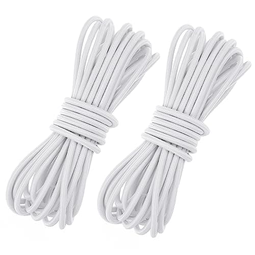 Image of Fantasyon 2PC 4MM White Elastic Cord 10 Meter 4mm Elastic String Bungee Cord Round Stretchy Cord Bungee Rope Multifunctional Drawstring Elastic