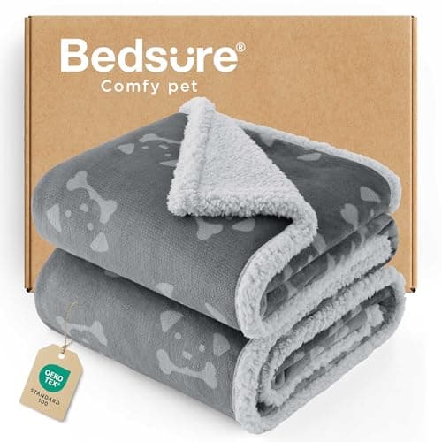 Image of Bedsure Waterproof Dog Blanket - 152x127cm Dog Bed Blankets Washable for Large Dogs, Fluffy Pet Blanket for Sofa Bed Protector with Soft Plush, Grey