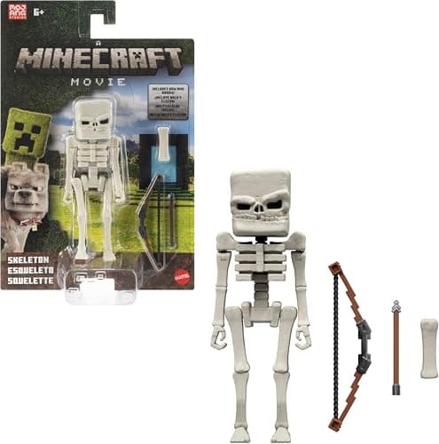 Image of Mattel Minecraft Action Figure & Accessories Set, 4-inch Skeleton Posable Character Collectible Inspired by A Minecraft Movie, JFR60