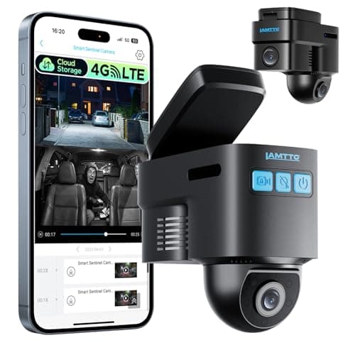 Image of LAMTTO 4G LTE Cellular Car Security Camera Anti Theft GPS Tracker for Vehicle Safe, Dual 2K Dash Cam Front Inside, Alarm Real-time Alerts via Cloud Storage, Remote Live-View for Fleets Taxi & Family