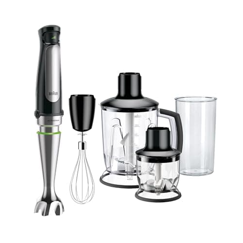 Image of Braun Multi Quick 7 Hand Blender, 1000W, 1.5L Food Processor, 0.600L Beaker, Whisk, Stainless Steel, ACTIVEBlade Technology, Splash Control, MQ7045X, Black
