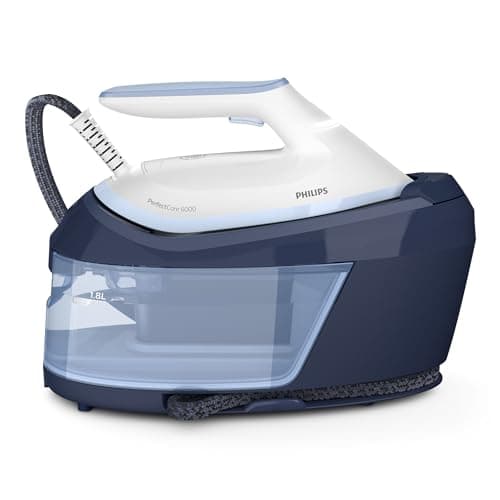 Image of Philips Domestic Appliances PerfectCare 6000 Series Steam Generator - 2400W, 500g Steam Boost, 6.5 Bar Pressure, OptimalTEMP Technology, 1.8L Tank, White/Blue (PSG6026/20)