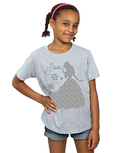 Image of Disney Princess Girls Classic Belle T-Shirt 7-8 Years Sport Grey