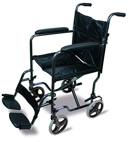 Image of Aidapt Folding Lightweight Transport Wheelchair – Attendant‑Propelled Steel Transit Chair with Brakes & Removable Footrests – Ideal for Travel, Indoor & Outdoor Use