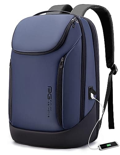 Image of BANGE Business Smart Backpack Waterproof fit 15.6 Inch Laptop Backpack with USB Charging Port,Travel Durable Backpack (Blue(three Pocket)