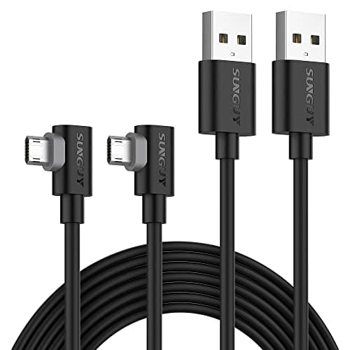 Image of SUNGUY Reversible Right Angle Micro USB Cable 2M [2 Pack], 90 Degree Micro USB Cable Fast Charging USB 2.0 Data Sync Compatible for Galaxy S7 Edge S6 S5, Moto E6 5 4, PS4