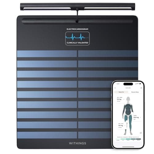 Image of WITHINGS Body Scan - Connected WiFi Scale to Improve Your Health, BIA Personal Scale, Body Composition Analysis, Body Fat, Muscle Mass, Water Percentage, Electrocardiogram, Black