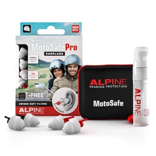 Image of Alpine MotoSafe Pro Motorcycle Reusable Earplugs for Wind Noise Reduction - Ultra Soft Audible Filter Hearing Protection for Motorbike Touring & Racing - Premium Motor Riding Ear Plugs, 2 Pairs