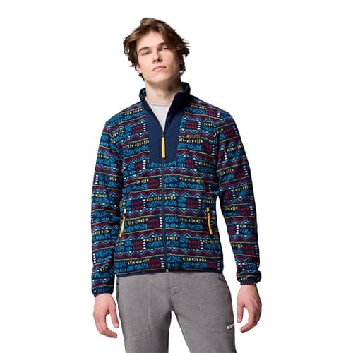Image of Columbia Men's Sequoia Grove Printed Full Zip, Full Zip Fleece Jacket, Collegiate Navy Horizons, X-Large