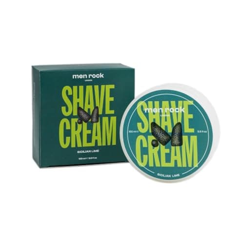 Image of Men Rock Sicilian Lime Shave Cream for a Classy Wet Shaving Experience, Shaving Cream Deeply Hydrates and Nourishes Skin, Cruelty Free, Zesty Sicilian Lime and Black Pepper Fragrance 100ml