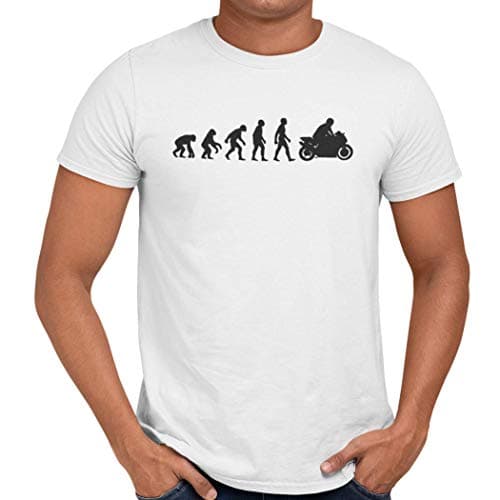 Image of Getting Shirty Motorbike (Bike, Biker) Evolution Men's/Unisex T-Shirt (M, White)