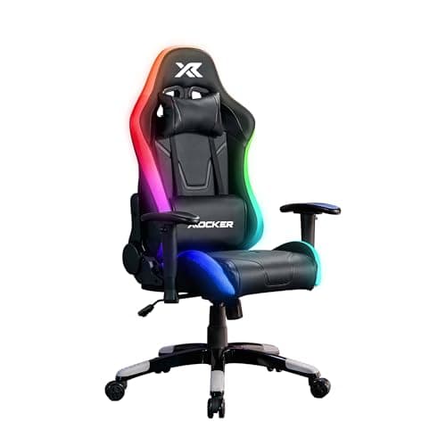 Image of X-Rocker Agility Compact RGB High Back eSports Gaming Chair for Kids & Teens - App Controlled LED Lights, Head & Lumbar Cushion, Height Adjustable, Wipe-Clean Faux Leather - Black