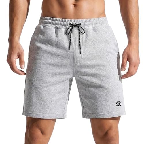 Image of Rane Sports Men's 6 Inch Inseam Casual Sweat Shorts, Cotton Gym Shorts with Pockets, Elastic Waist Drawstring Athletic Lounge Shorts for Summer, Male Jersey Shorts Gray 2XL