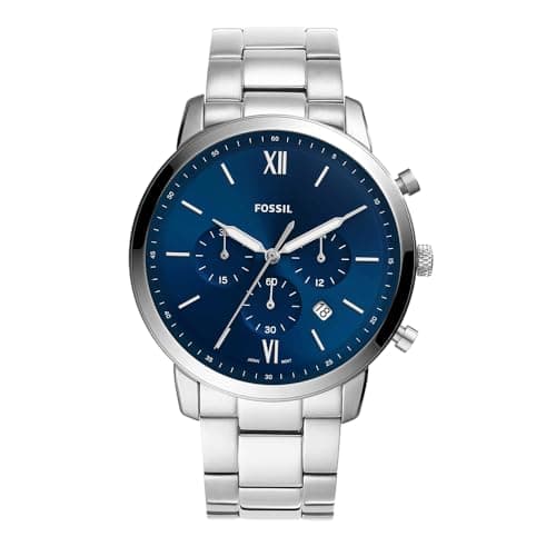 Image of Fossil Watch for Men Neutra Chrono, Chronograph Movement, 44 mm Silver Stainless Steel Case with a Stainless Steel Strap, FS5792