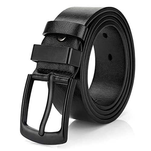 Image of Maikun Black Leather Belts for Men,Casual Mens Belt Golf and Work, Length105 cm