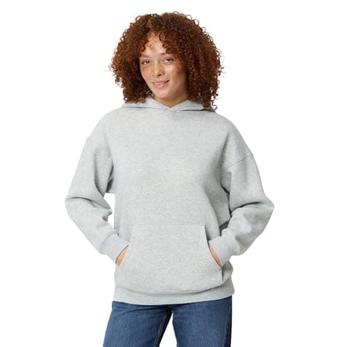 Image of Amazon Essentials Women's Oversized-Fit Fleece Hoodie, Light Grey Heather, Large