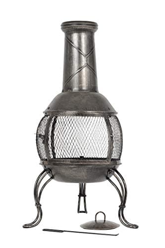 Image of La Hacienda - Leon Medium Mesh Steel Chiminea - Patio Heater - Log Burner - 360 View - Easy to Assemble - Bronze Effect - 90cm Tall x 37cm Dia.