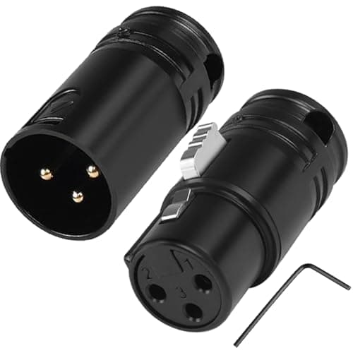 Image of HAAMNING7 XLR Microphone Solder Adapter, Gold Plated Adjustable Right Angle 90 Degree 3Pin XLR Male & Female Solder Audio Plug Connector for DIY XLR Cable, with Spanner (2 Pack)