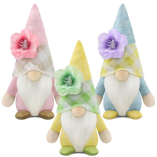 Image of Gehydy Set of 2 Spring Gonks Decoration Easter Summer Flowers Gnome Handmade Decor for Home Kitchen