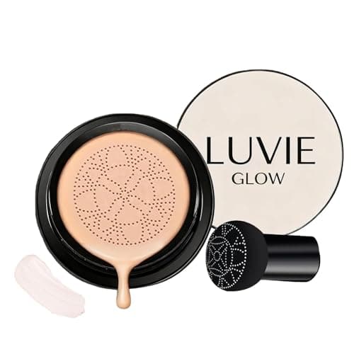 Image of Luvie Glow Foundation Cushion, 2026 New Mushroom Head Air Cushion CC Cream, Luvie Glow Makeup - Moisturizing Concealer Brighten Long-Lasting, Natural BB Cream for All Skin Types (Ivory)